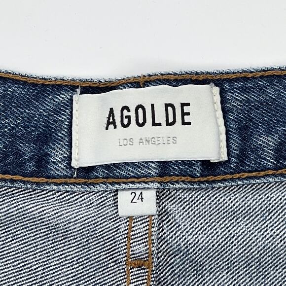 AGOLDE Parker Vintage Cut Off Denim Shorts Size 24 Lowkey Raw Hem - Picture 3 of 5